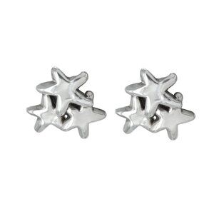 Star Cluster Shiny Sterling Silver Post Push Back Girl's Y2K Earrings
